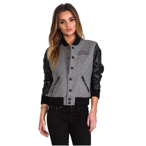 True Religion Heather Grey Varsity Jacket - Picture 2 of 8